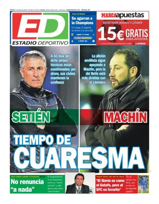 Portada ESTADIO DEPORTIVO martes 5 de marzo 2019