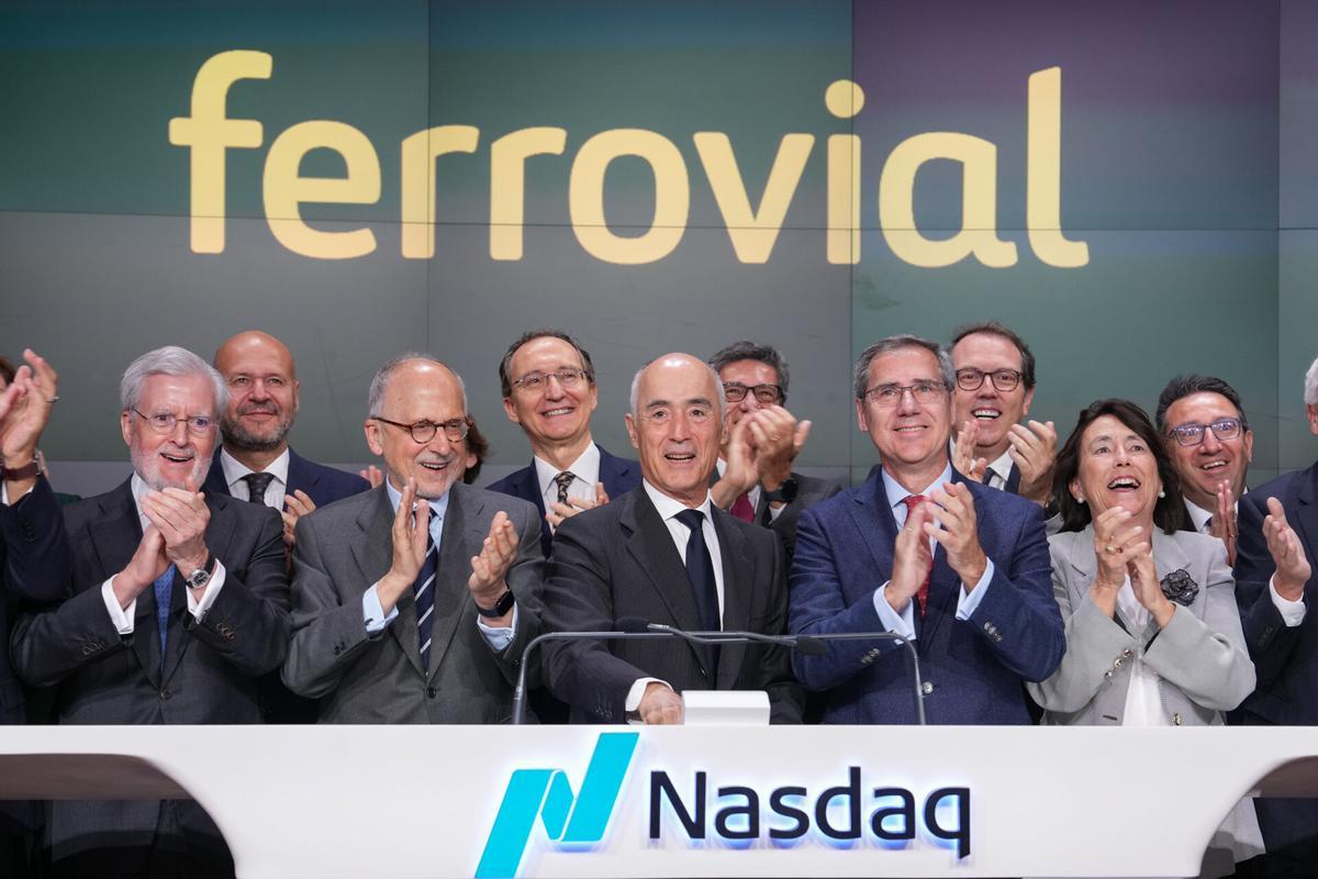 El Consejo de Administración de Ferrovial en el toque de campana en el Nasdaq de Estados Unidos