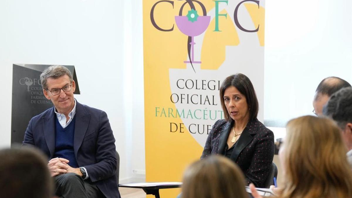 Alberto Núñez Feijóo, este miércoles, en un encuentro con farmacéuticos en Cuenca.