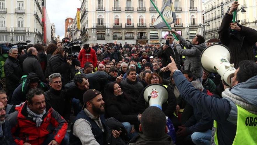 Protesta de los taxistas en la Puerta del Sol