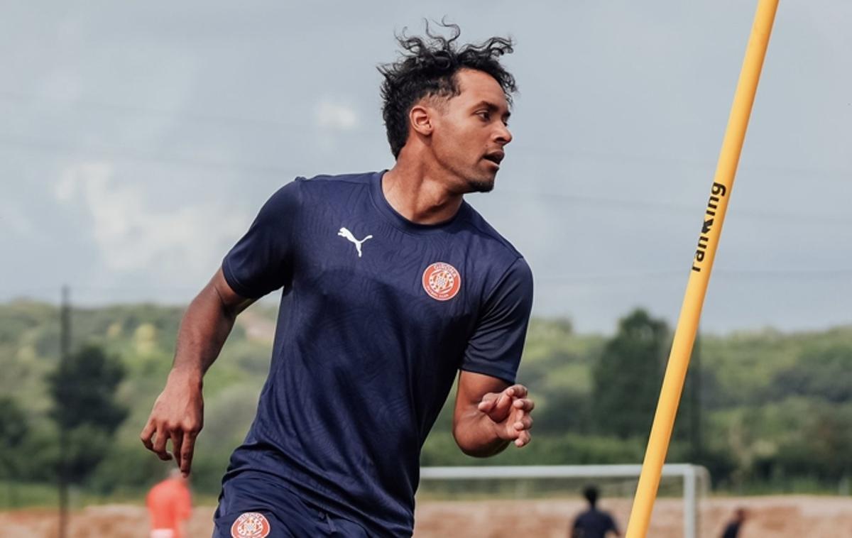 Jastin García, durante un entrenamiento con el Girona