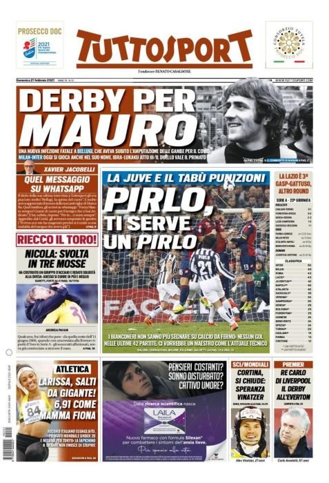 Portada TUTTOSPORT domingo 21 febrero 2021