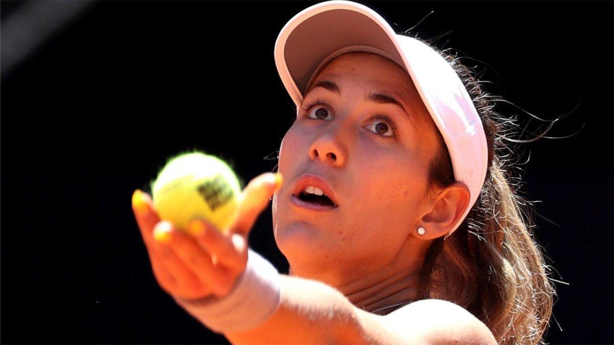 Muguruza, durante su primer partido en Roma