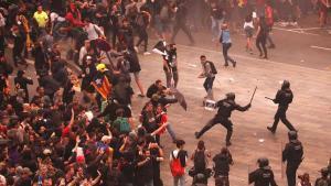 Acción de Tsunami Democràtic en el aeropuerto del Prat, el 2019.