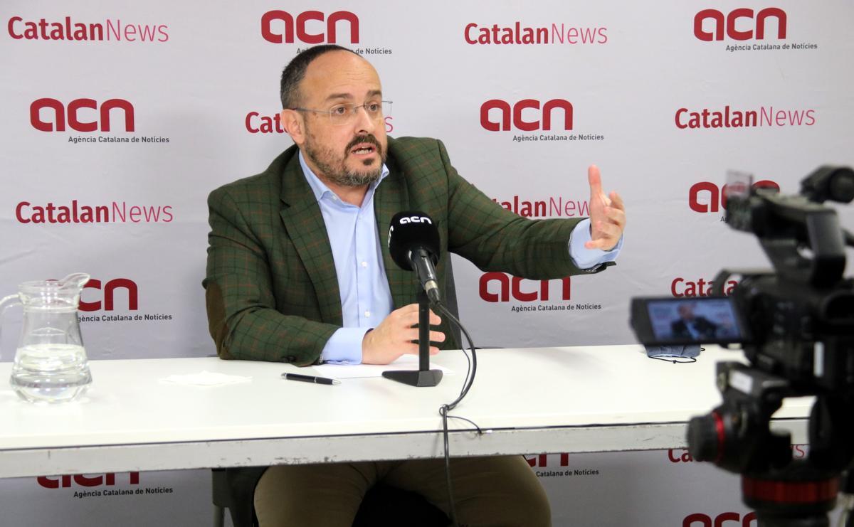 Alejandro Fernández (PP) en la rueda de prensa celebrada en la sede de la ACN.