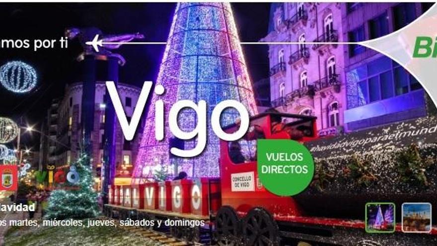 Cartel promocional de la Navidad 2019 en Vigo que tiene Binter en su página web.