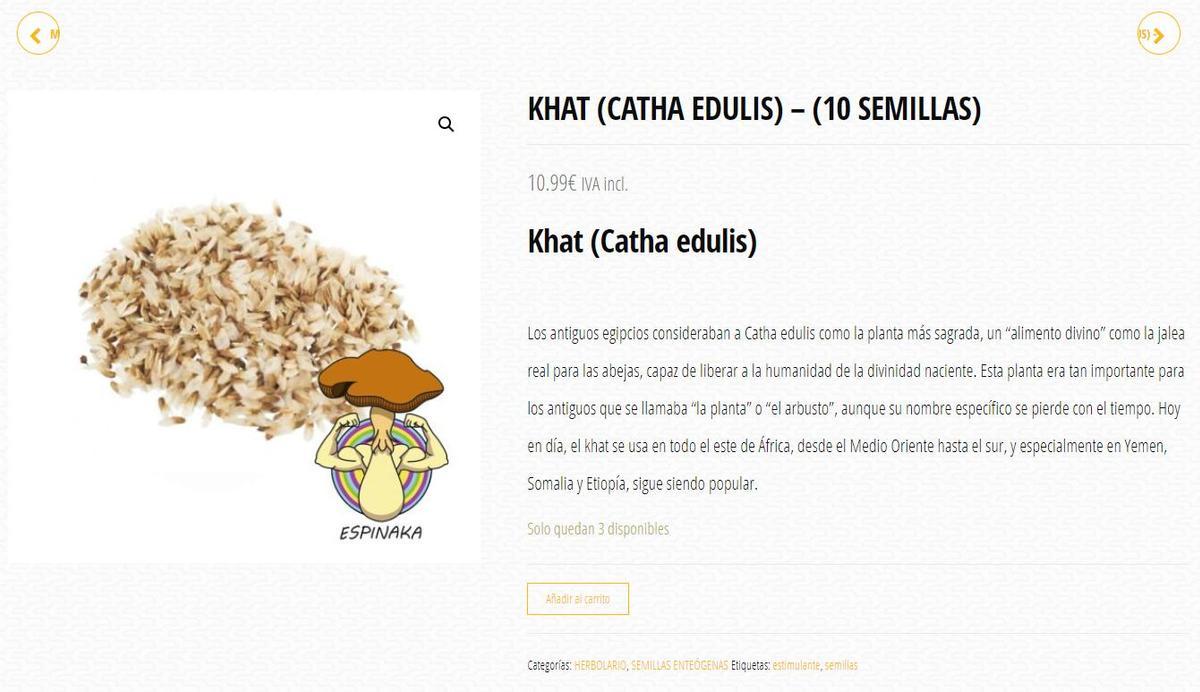 Venta de semillas de Khat en España en noviembre pasado