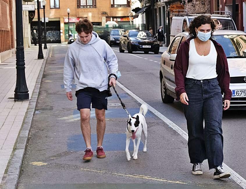 Guillermo Muñiz y Amanda del Río, con su perra “Lila” en la calle Caridad.