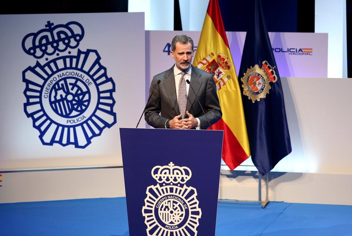 El Rey Felipe VI interviene en la inauguraciÃ³n del Congreso Internacional sobre la Igualdad de GÃ©nero en el Ã¡mbito de la seguridad en el Palacio de Congresos ’El GrecoÂ? de Toledo (EspaÃ±a), a 6 de noviembre de 2019.