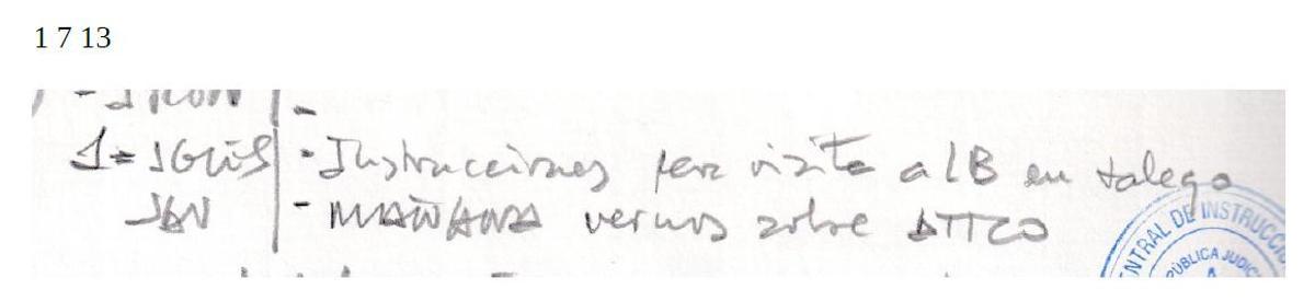 Anotación de Villarejo de 1 de julio de 2013