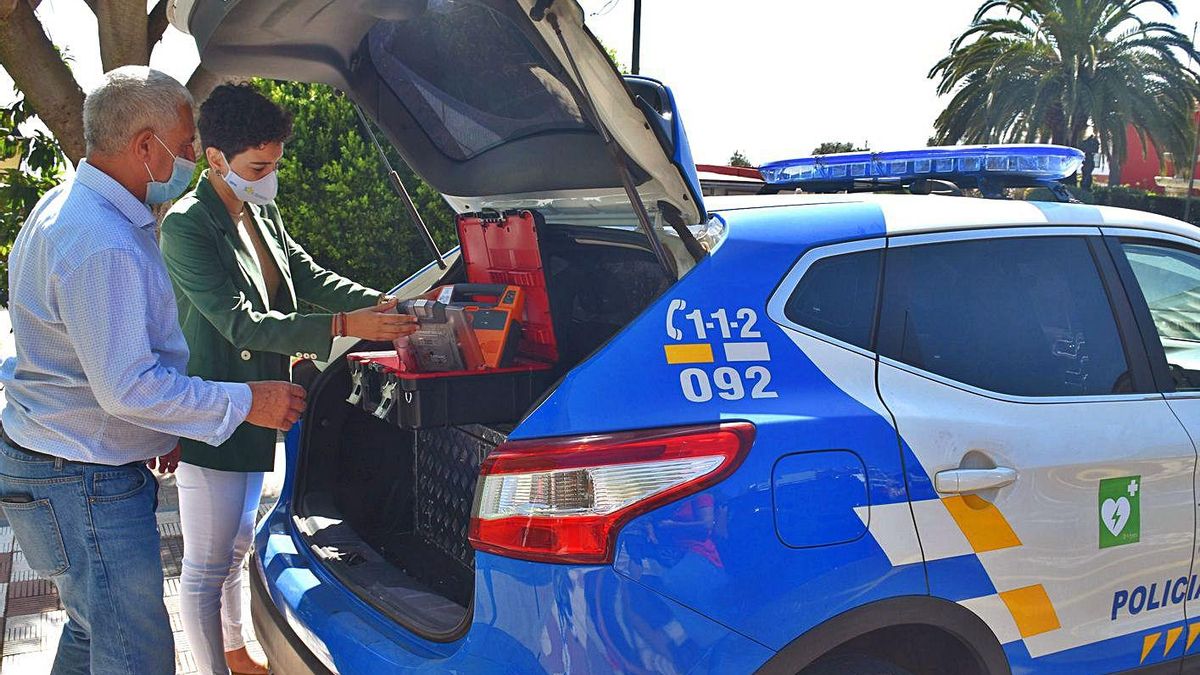 One of the Local Police vehicles equipped with defibrillators.