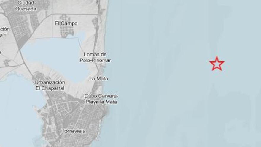 Ubicación del terremoto frente a las costas de Torrevieja y Guardmar