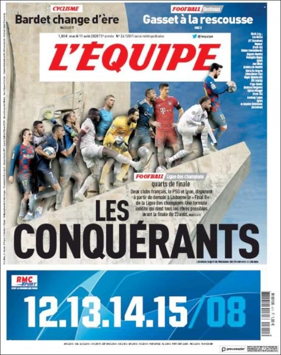 Portada L'ÉQUIPE martes 11 agosto 2020