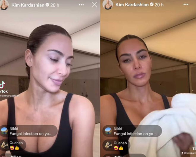 Kim Kardashian con la cara lavada en TikTok