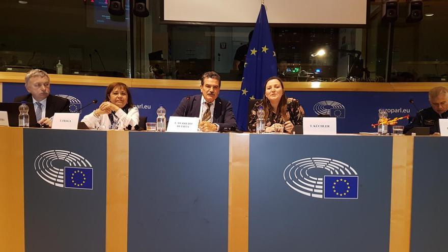 El presidente de Cruz Roja Murcia, Faustino Herrero, antes de comparecer en el Parlamento Europeo.