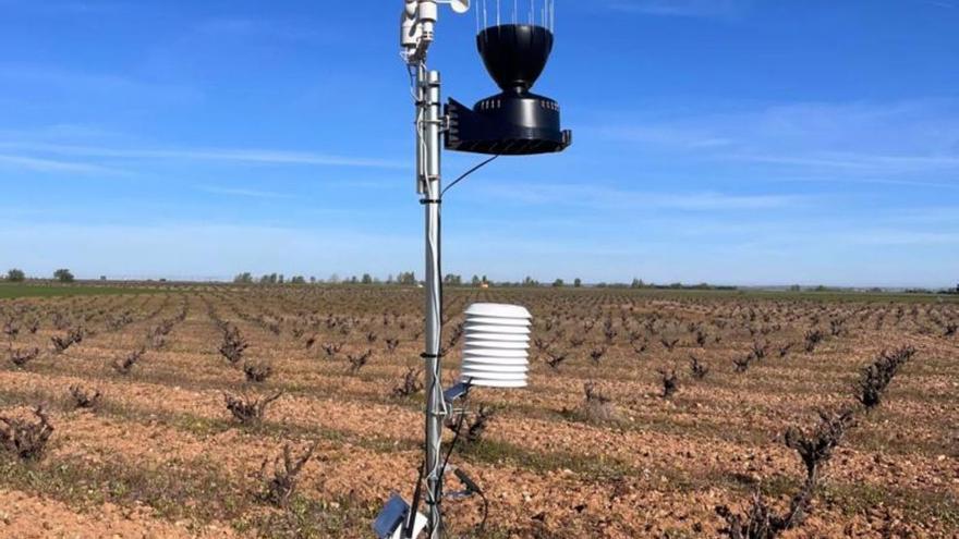 Una de las nuevas estaciones meteorológicas instalada en parcelas de viñedo de la DO Toro.