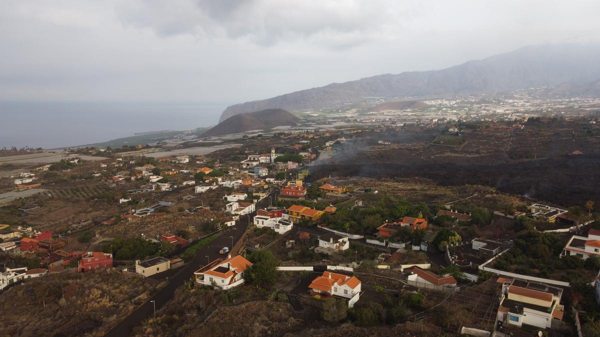 La lava del volcán de La Palma toma Todoque, a vista de pájaro