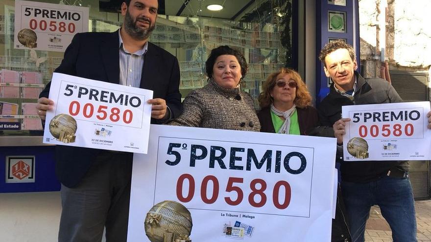 El quinto 00580 deja 30.000 euros en Málaga, Marbella, Torrox, Antequera y Ronda