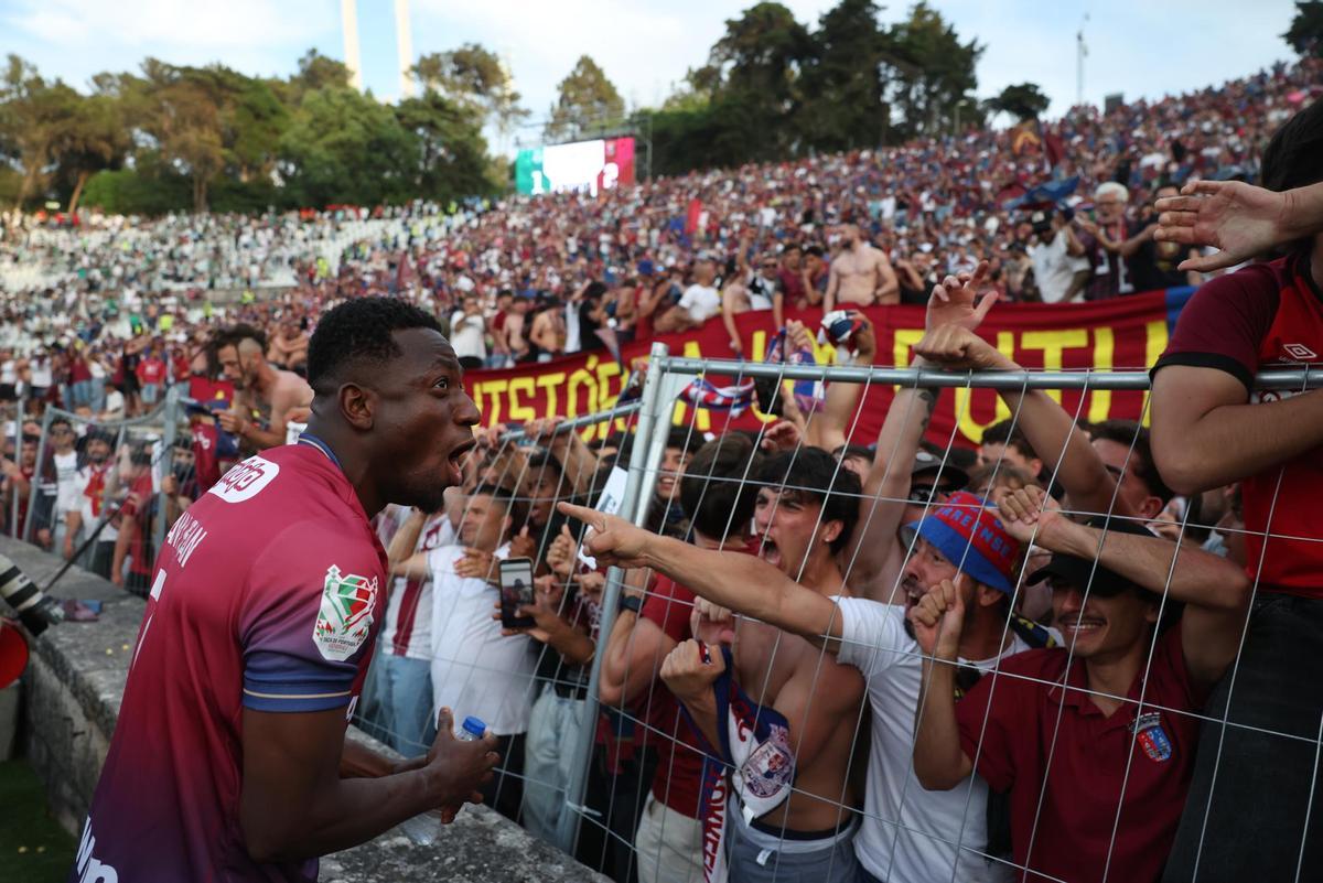 Un jugador del Torreense celebra el segundo gol frente al Sporting CP en la final de la Taça de Portugal