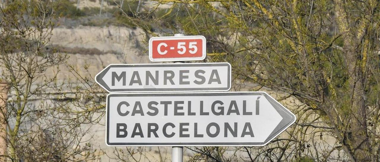 Un cartell de trànsit de la C-55