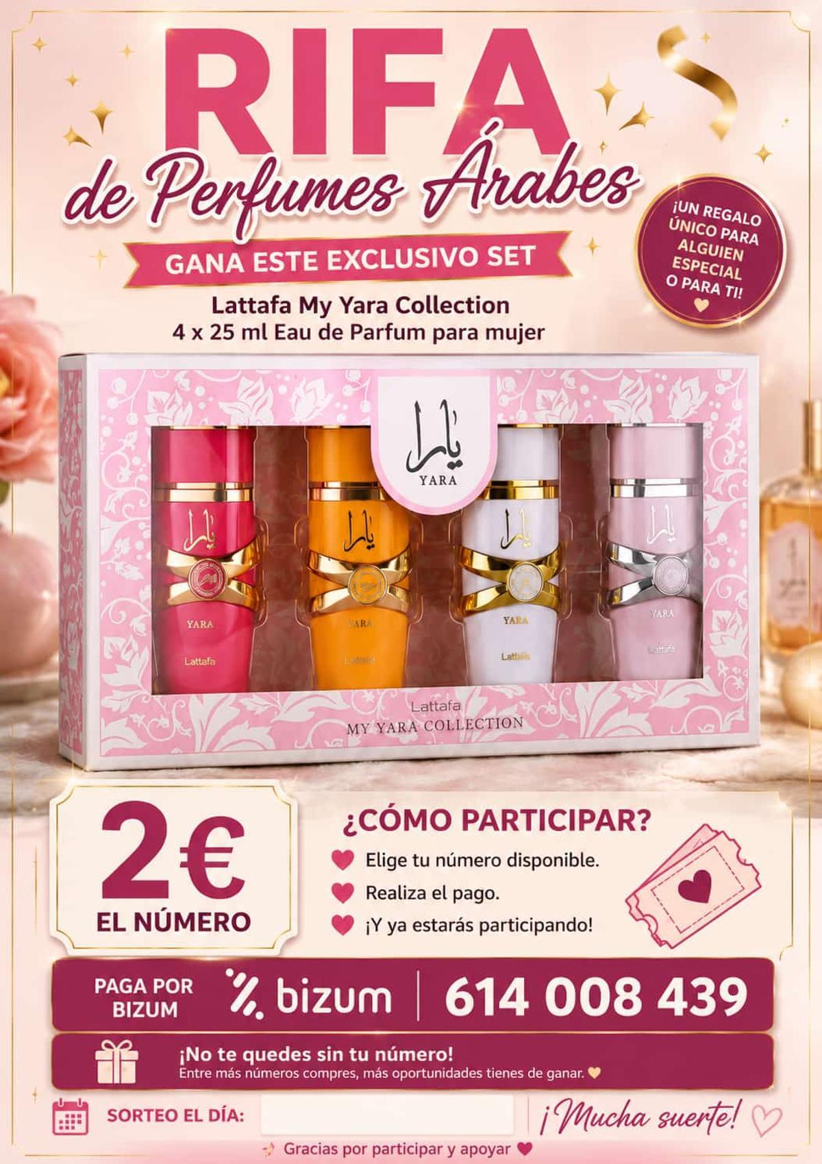 El cartel de uno de los sorteos organizados por la madre de Briana, Verónica González.