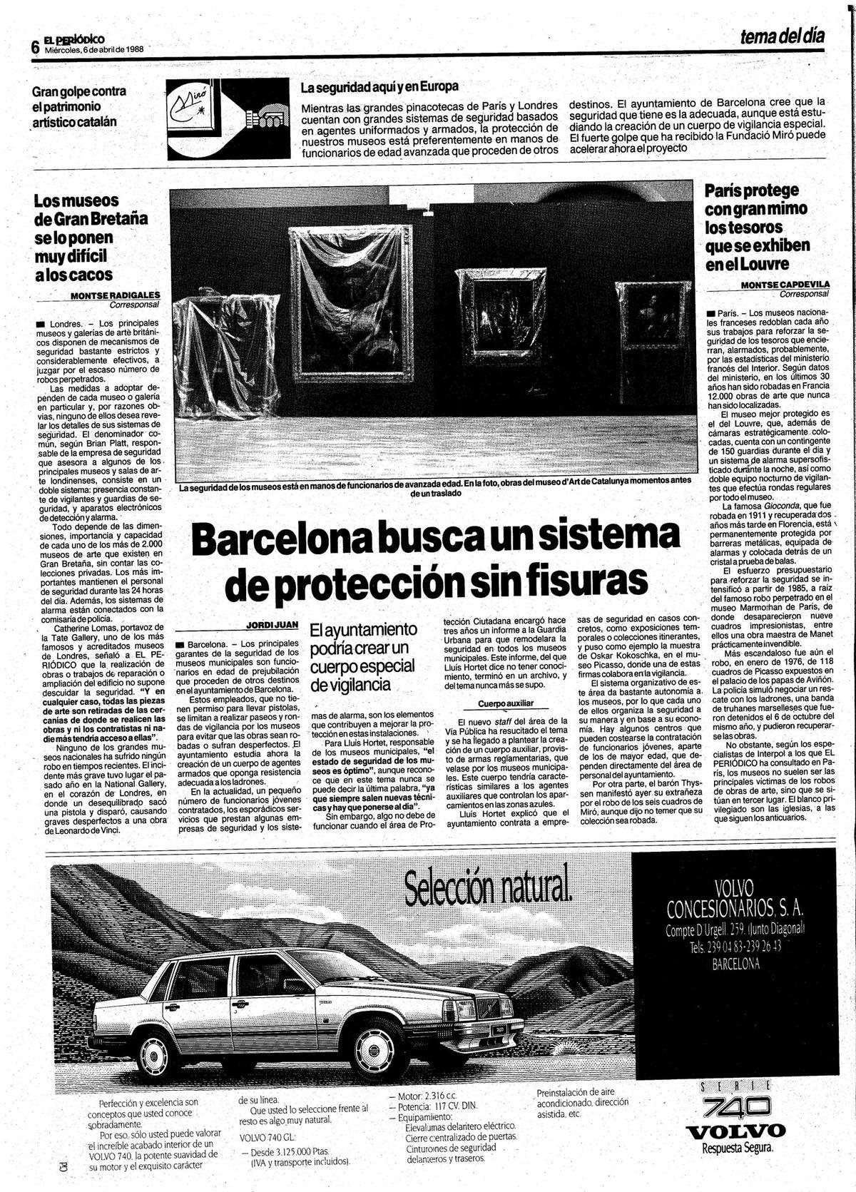 "París protege con gran mimo los tesoros que se exhiben en el Louvre", en EL PERIÓDICO del 6 de abril de 1988