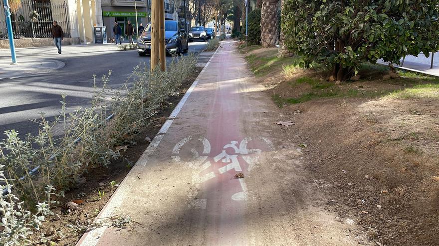 El peligro de los nuevos carriles bici de Alicante: llenos de barro y cortos de espacio