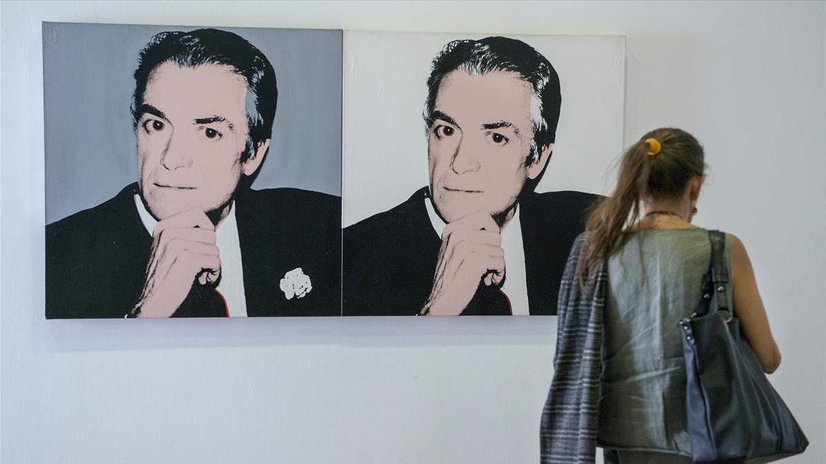 Doble retrato de Vijander, realizado por Andy Warhol en 1983, expuesto en la muestra de la Fundació Suñol.