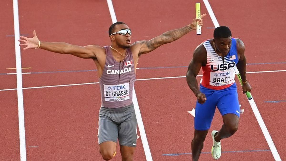 Andre de Grasse pudo con Bracy en la última posta.