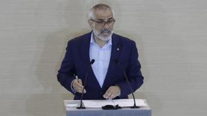 El líder de Ciutadans en el Parlament, Carlos Carrizosa, durante el debate de investidura de Pere Aragonès.