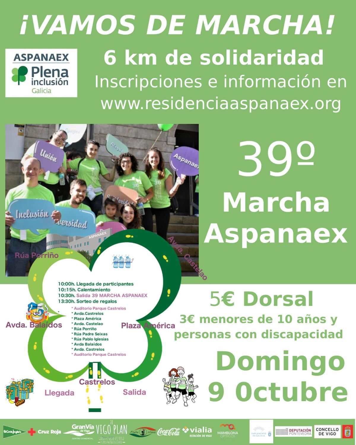 Cartel de la 39º edición de la Marcha Aspanaex de Vigo.