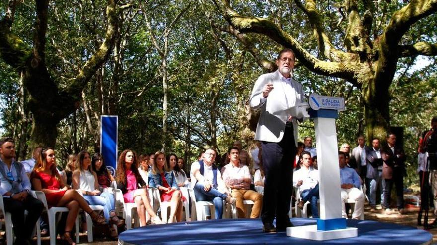 Mariano Rajoy, ayer en la apertura del curso político en Cotobande, en Galicia.