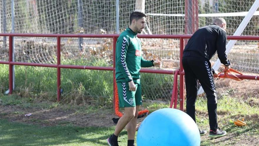 Fidel Chaves, junto a Aitor Soler, durante el entrenamiento de este miércoles