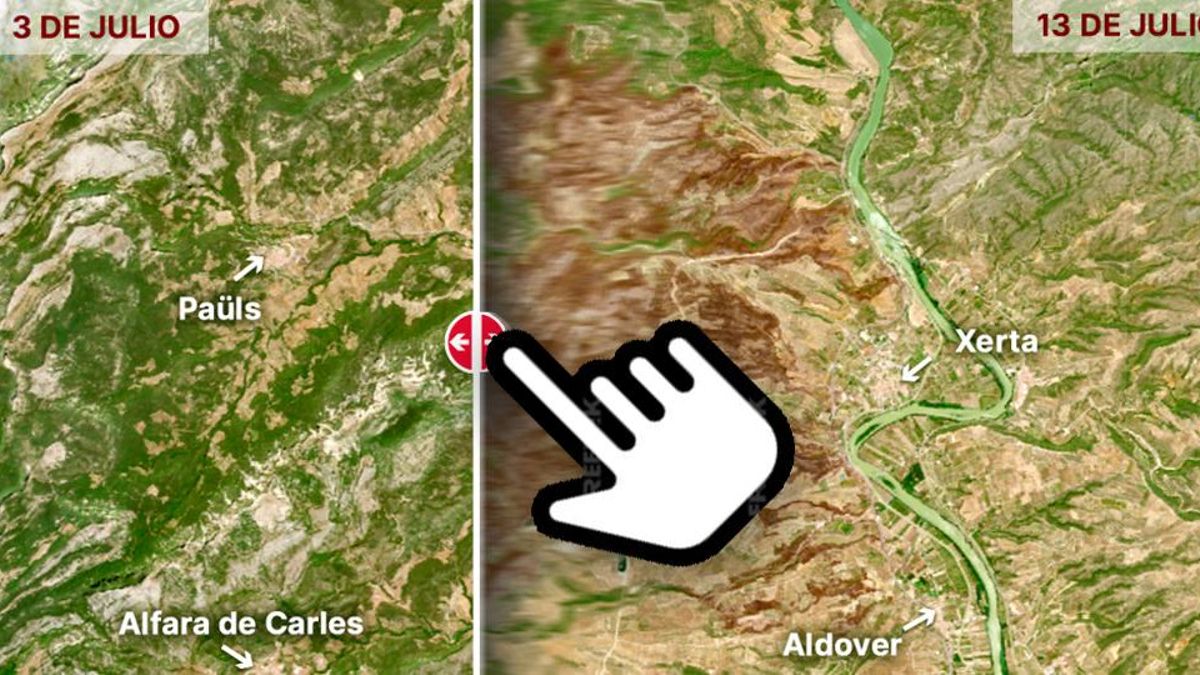 El antes y el después del incendio en Terres del Ebre