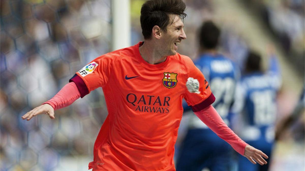 Leo Messi celebrando el gol ante el Espanyol