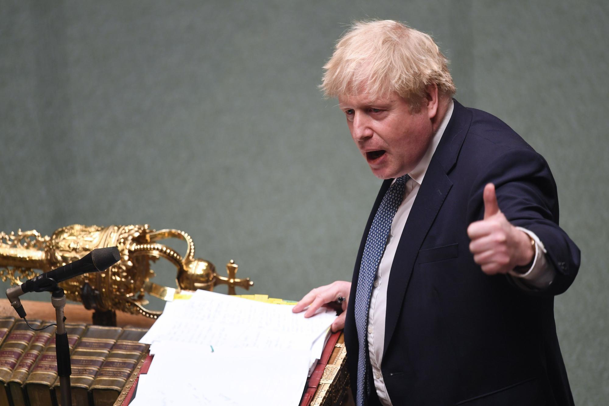 El primer ministro británico, Boris Johnson, en el Parlamento.