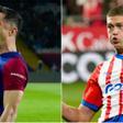 Robert Lewandowski y Artem Dovbyk celebran un gol con el Barça y Girona