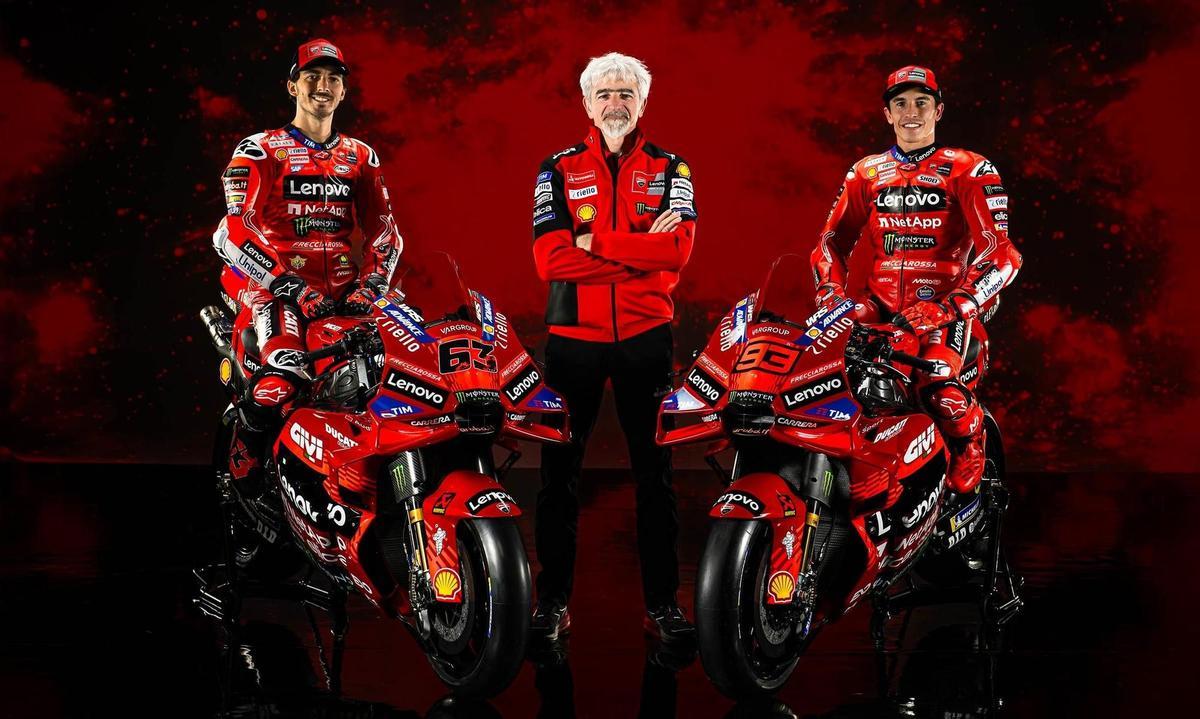 'Pecco' Bagnaia, Gigi Dall'Igna y Marc Márquez.