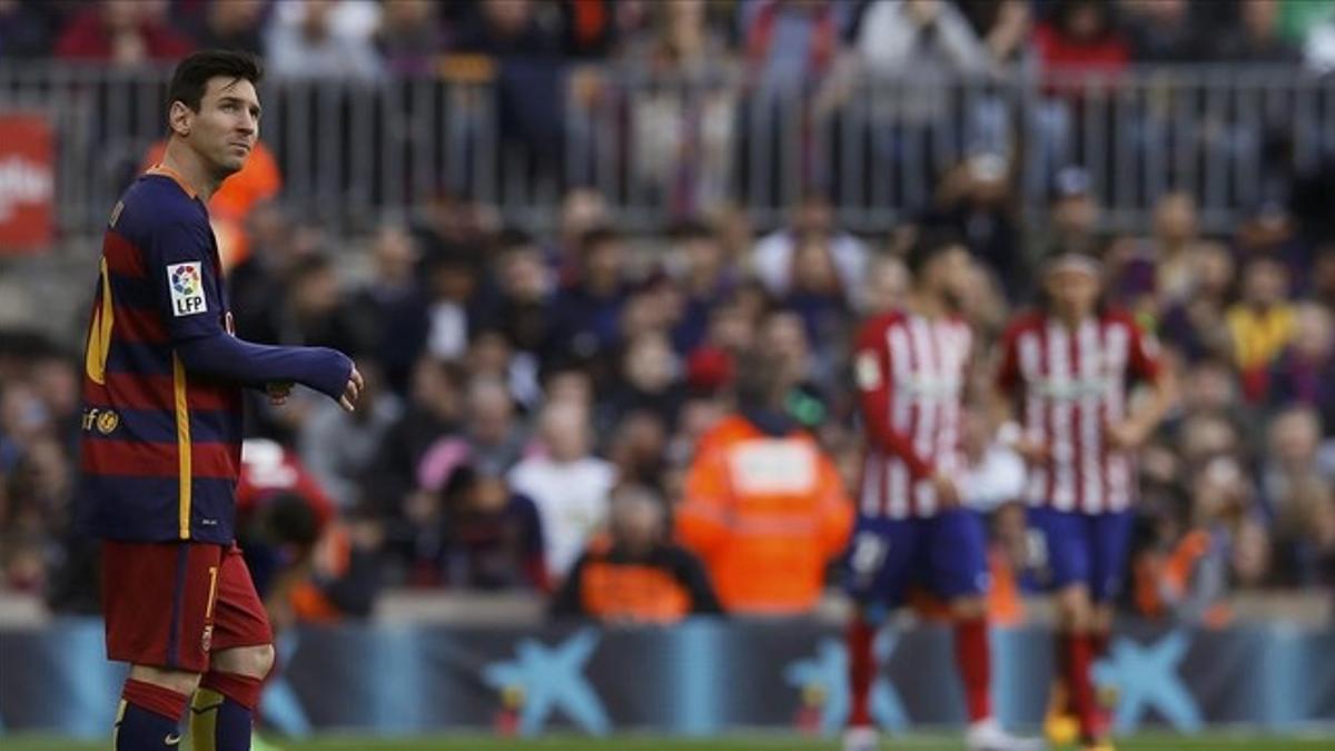 Leo Messi en el partido de Liga contra el Atlético en el Camp Nou