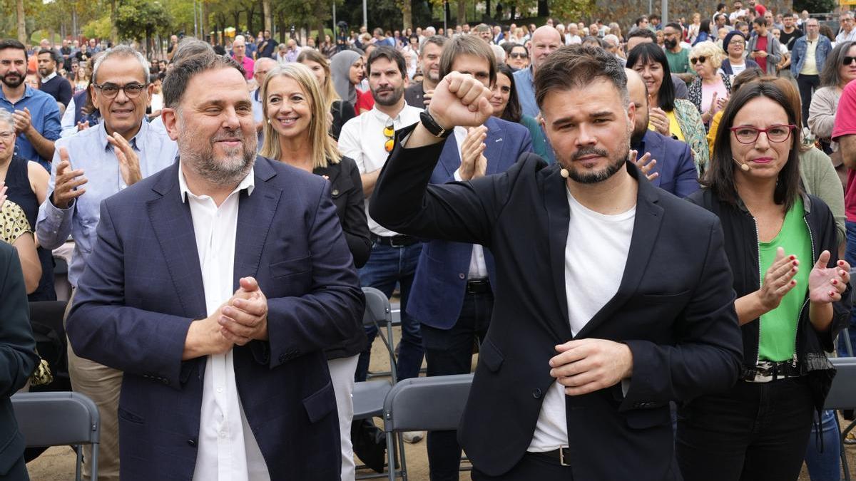 Oriol Junqueras y Gabriel Rufián, en Santa Coloma de Gramenet.