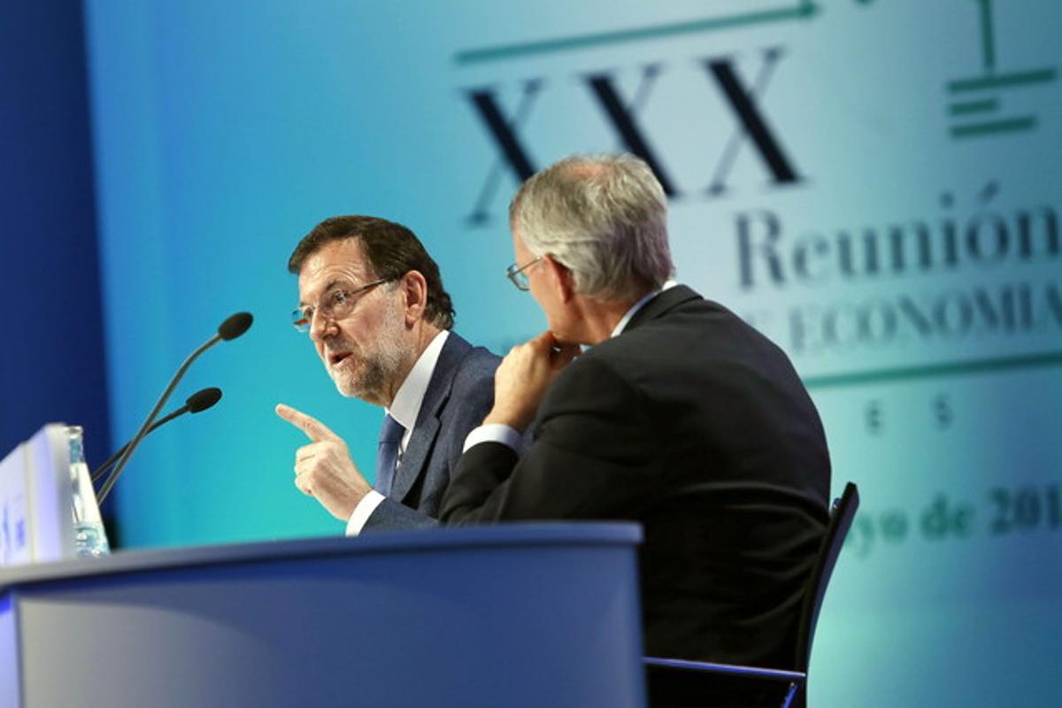 Rajoy clausura la reunió del Cercle d’Economia, amb el president de l’entitat, Antón Costas.