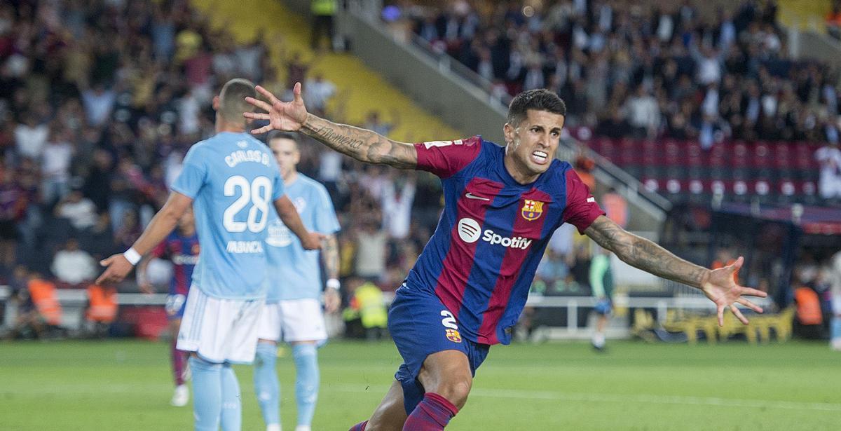 Cancelo arrossega el Barça a la seva primera nit d’èxtasi a Montjuïc