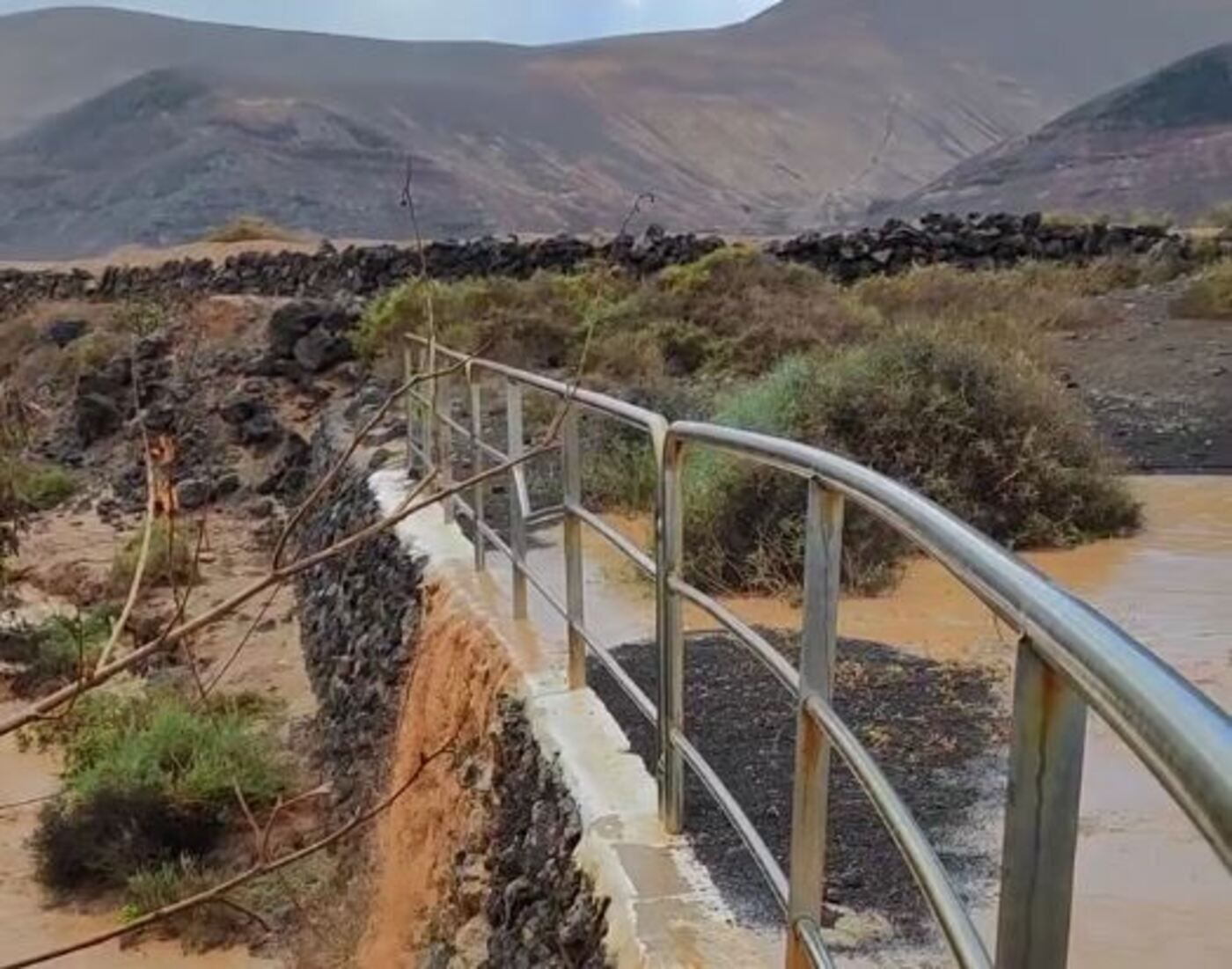 Efecto de la lluvia de la DANA en Órzola (Haría), en el norte de Lanzarote