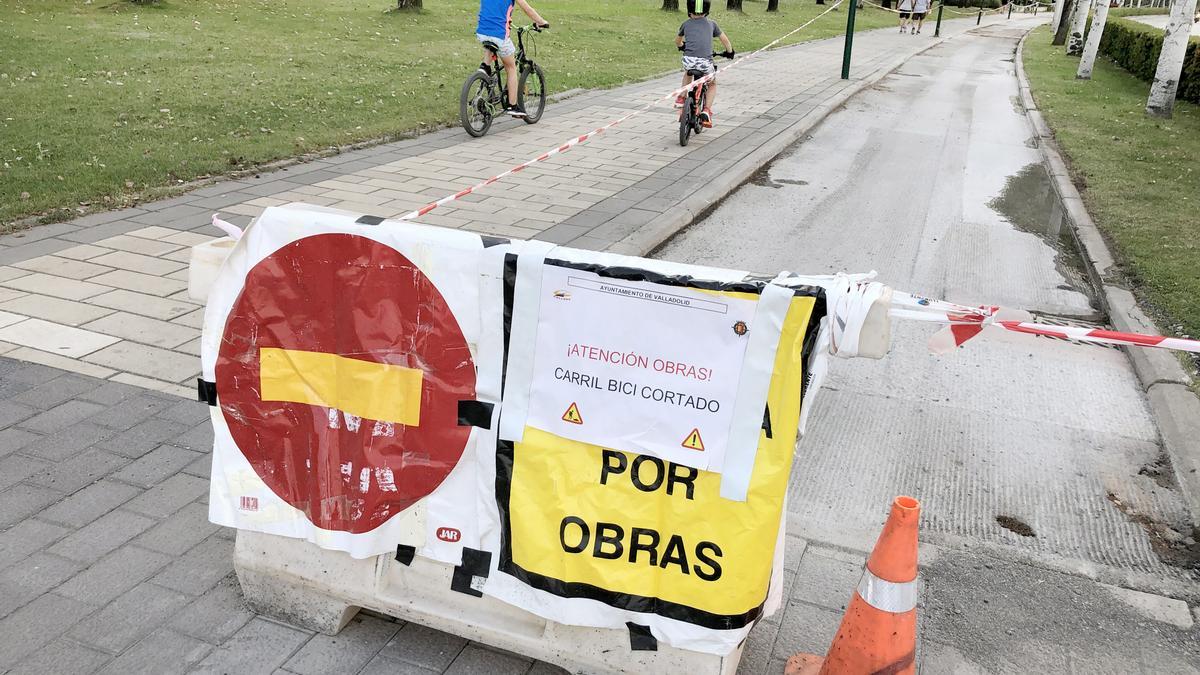 Obras en el carril bici de Valladolid a su paso por la avenida de Zamora