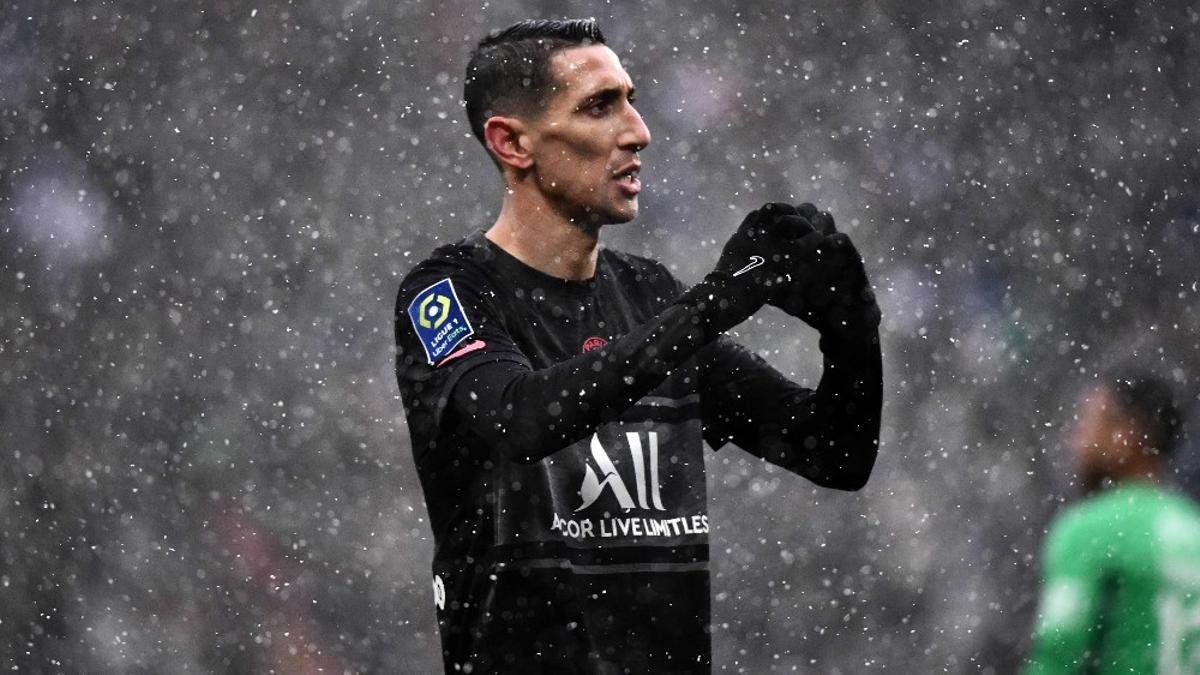 Angel Di Maria celebrando un gol con el PSG esta temporada