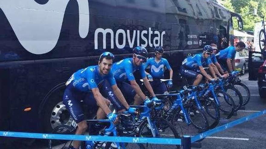 Jaime Rosón, antes de subir a la bicicleta para el calentamiento.