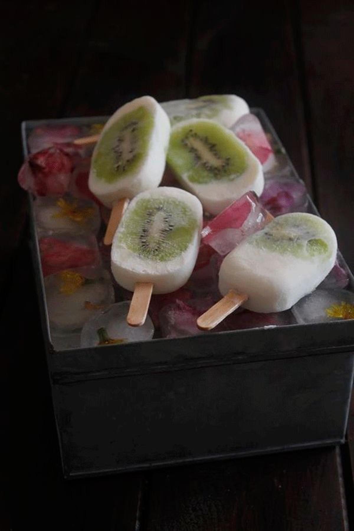 Helado casero de yogur y kiwi