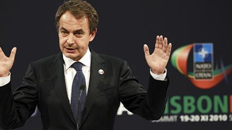 José Luis Rodríguez Zapatero, durante la rueda de prensa de este sábado en la Cumbre de la OTAN en Lisboa