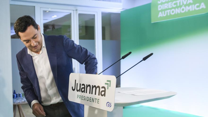 Juanma Moreno se aferra a la blanca y verde: &quot;Trabajaremos sin descanso para que gane Feijóo, pero este es un proyecto andalucista&quot;