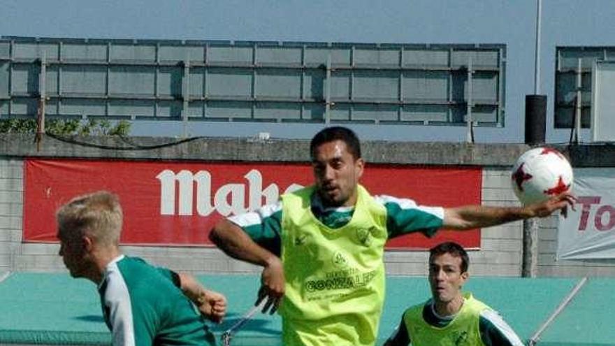 André y Pablo García, en el entrenamiento de ayer. // R.R.